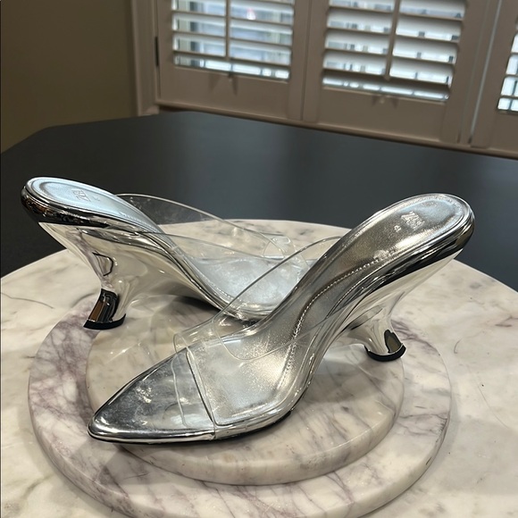 Zara Vinyl Silver Wedge Sandal - Picture 2 of 9